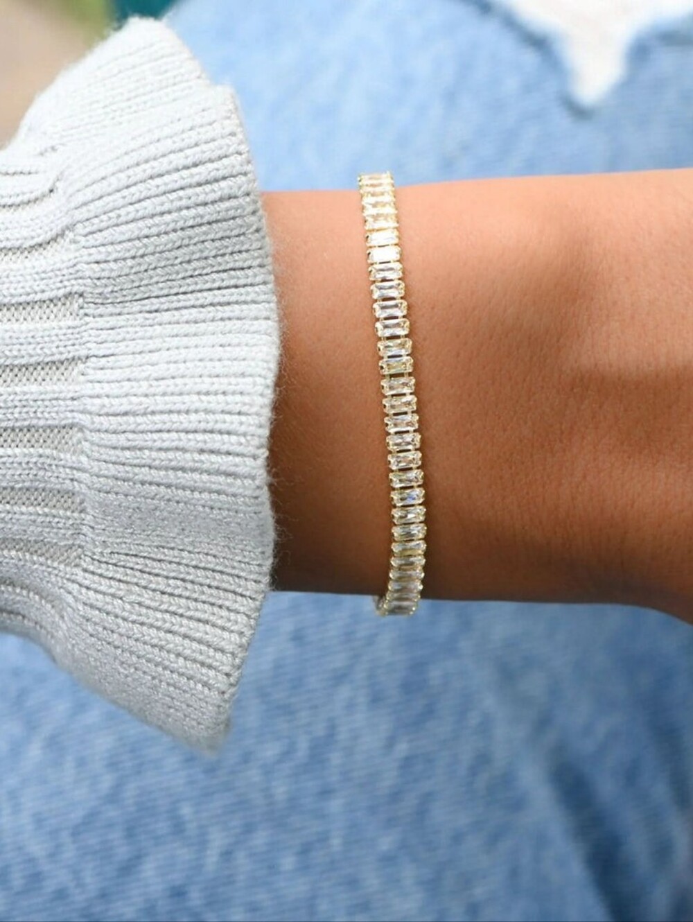 Baguette Cubic Zirconia Tennis Bracelet